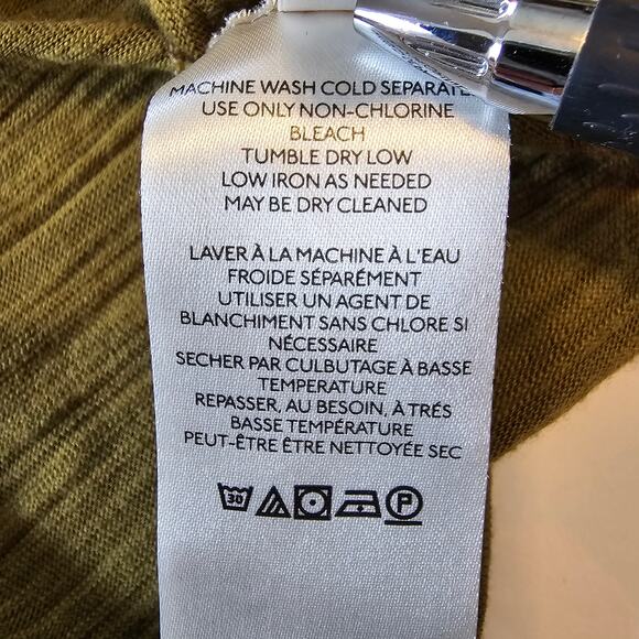 Free People Natasha Tee Women's XS Olive Green Slub Jersey Ruched Sleeve Boho - Picture 9 of 14